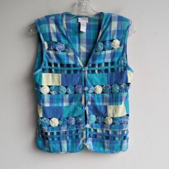 Vintage Koret pastel lattice button down vest - Picture 3 of 5